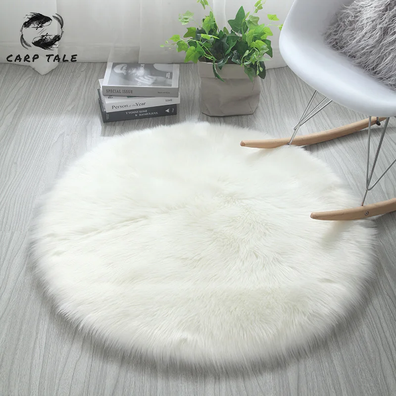 

Nordic Round Rug Plush Fluffy Carpet Decoration Home Bedroom Carpets For Living Room Floor Mat Soft Faux Sheepskin Fur Area Rugs