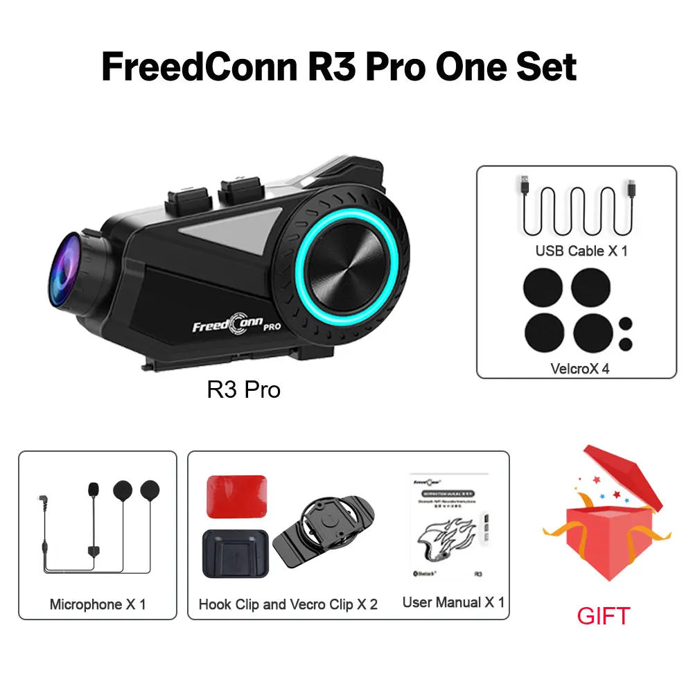 

Freedconn R3 Pro шлем Bluetooth-гарнитура группа мотоциклетный домофон 2K видеорегистратор мотор автоматический видеорегистратор приложение Wi-Fi 1440P Music Share