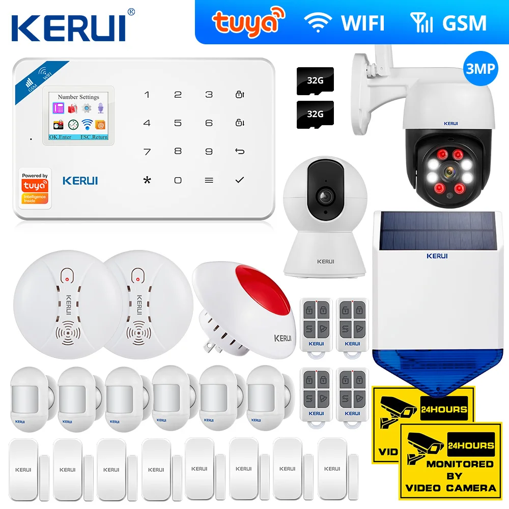 KERUI WIFI Tuya  Smart APP Wireless GSM Security Alarm System Remote Control Sensor Kit Home IOS Android Camera Remote Control