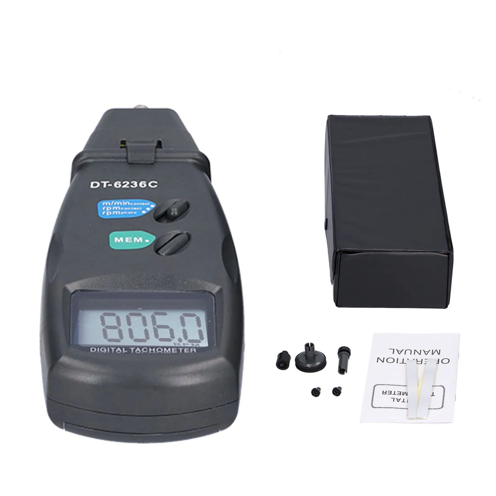 

Digital Contact Tachometer Handheld Motor Tachometer Speed Gauge with LCD Screen for Measurement ±0.05%±1 Accuracy