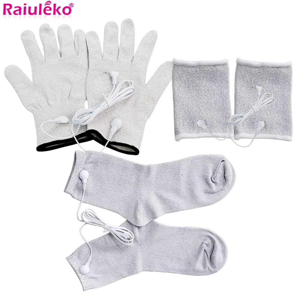 Электродные импульсные бриллиантовые массажные перчатки, носки, токопроводящие серебряные волокна для физического массажа, стимулятор мышц