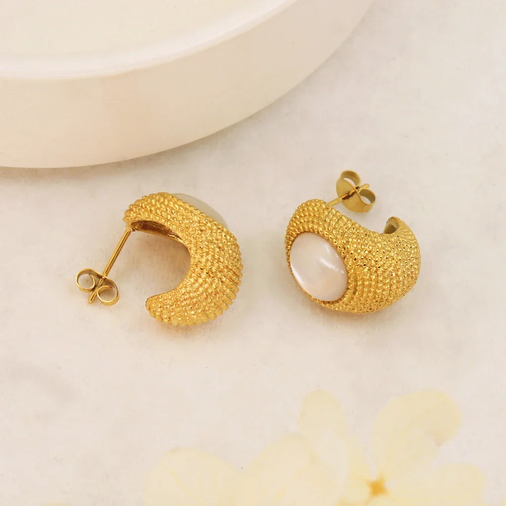 Элегантная женская бижутерия с крупным широким покрытием из золота 304L блестящий