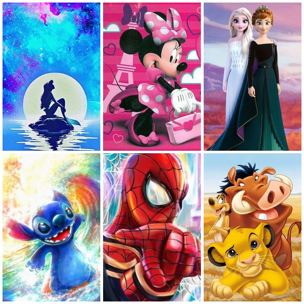 Алмазная 5d-картина сделай сам искусство Дисней Человек-паук Русалка Король Лев