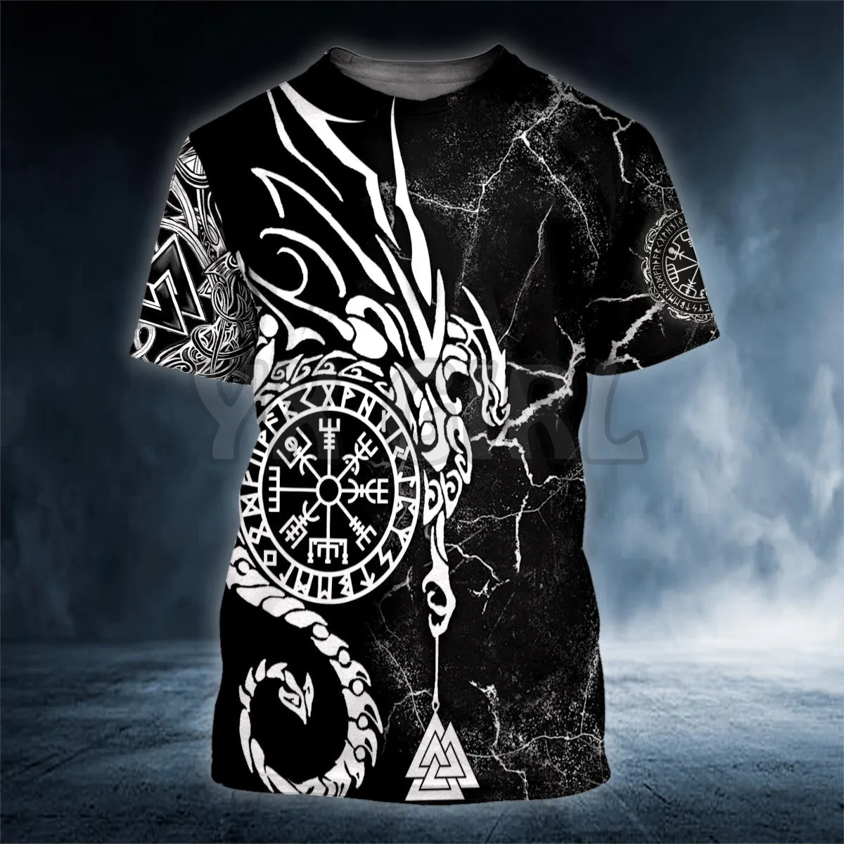 

2022 Summer Dragon Compass Rune Nordic Symbol Celtic Viking Tattoo 3D All Over Printed T Shirts Tee Tops shirts Unisex Tshirt