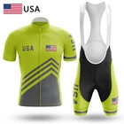 США 2022 профессиональная команда летняя Велоспорт Джерси комплект велосипедная Одежда дышащая мужская рубашка с коротким рукавом велосипедные шорты Женская