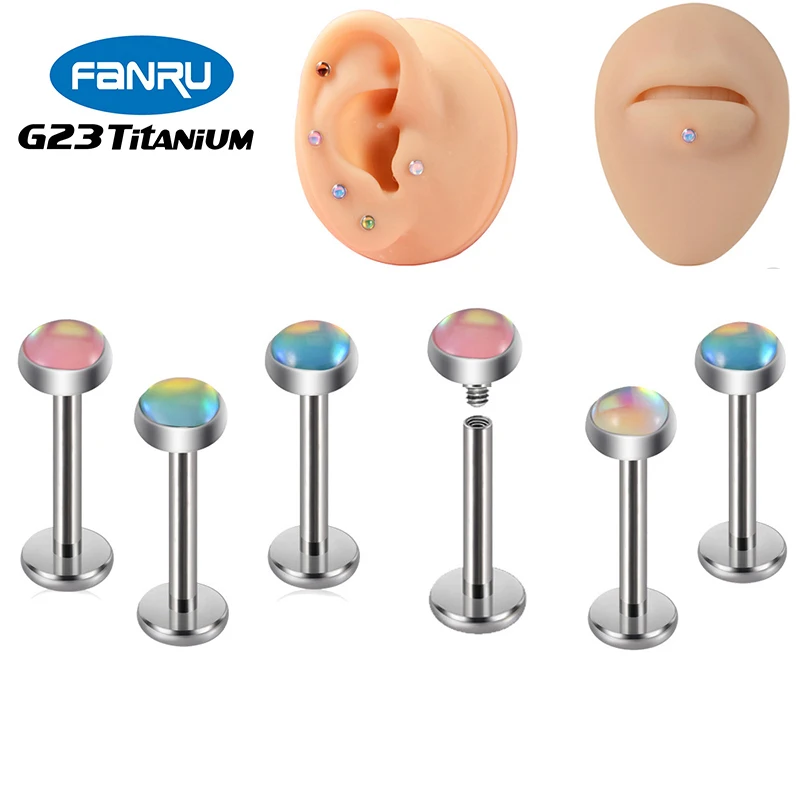 

1Pair G23 Titanium Piercing Labret Ear Studs Helix Tragus Cartilage Lip Stud Earring Internal Thread CZ PIERC Lobe Body Jewelry