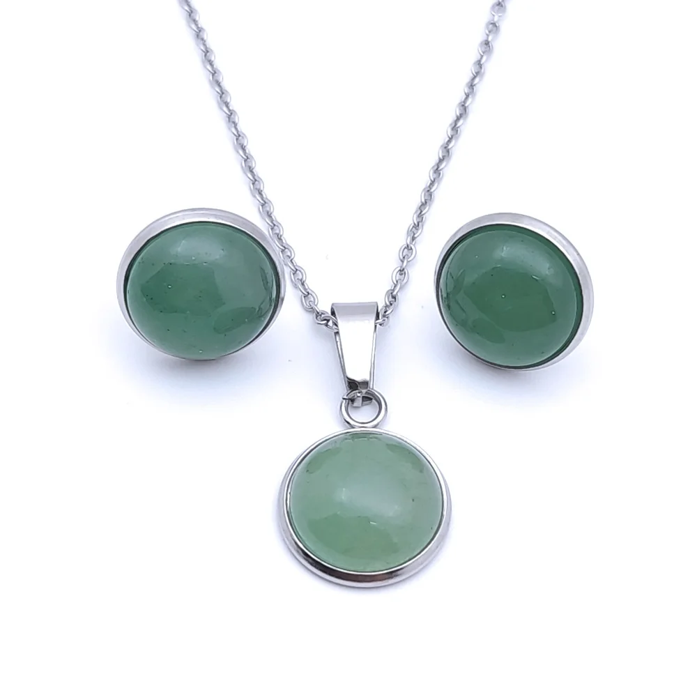 Ожерелье и серьги-гвоздики из нержавеющей стали с тигровым глазом опалом |