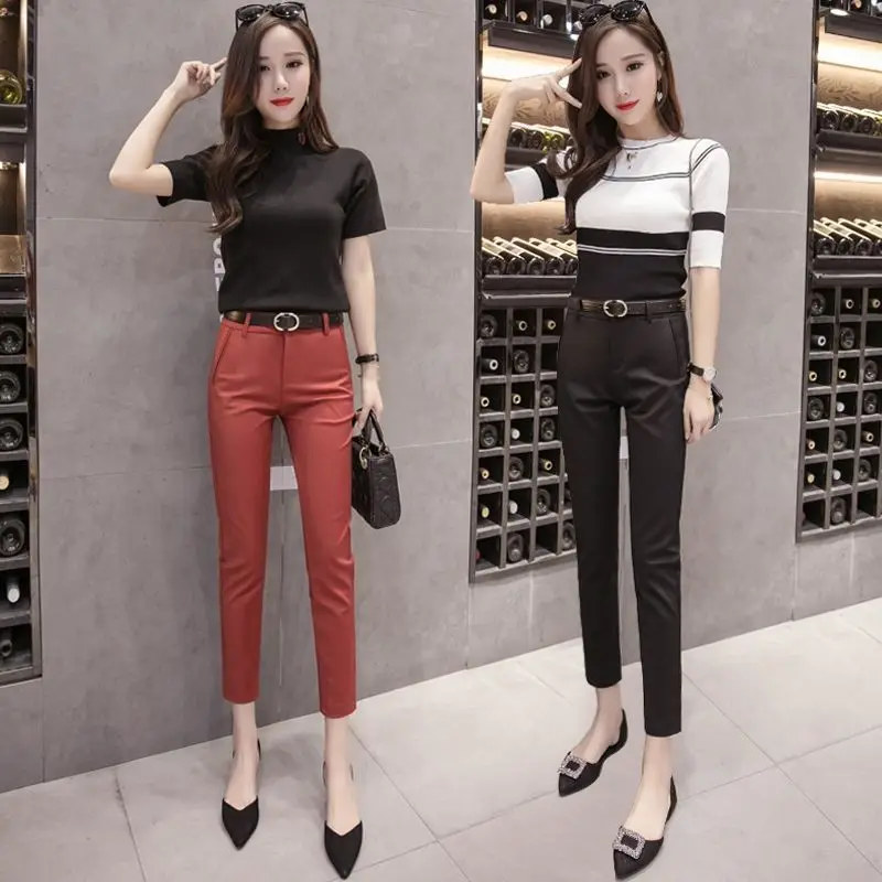 Women High Waist Suit Pants 2023 New Spring Autumn Korean Style Elegant Casual Female Silm Solid Straight Trousers Clothing X105