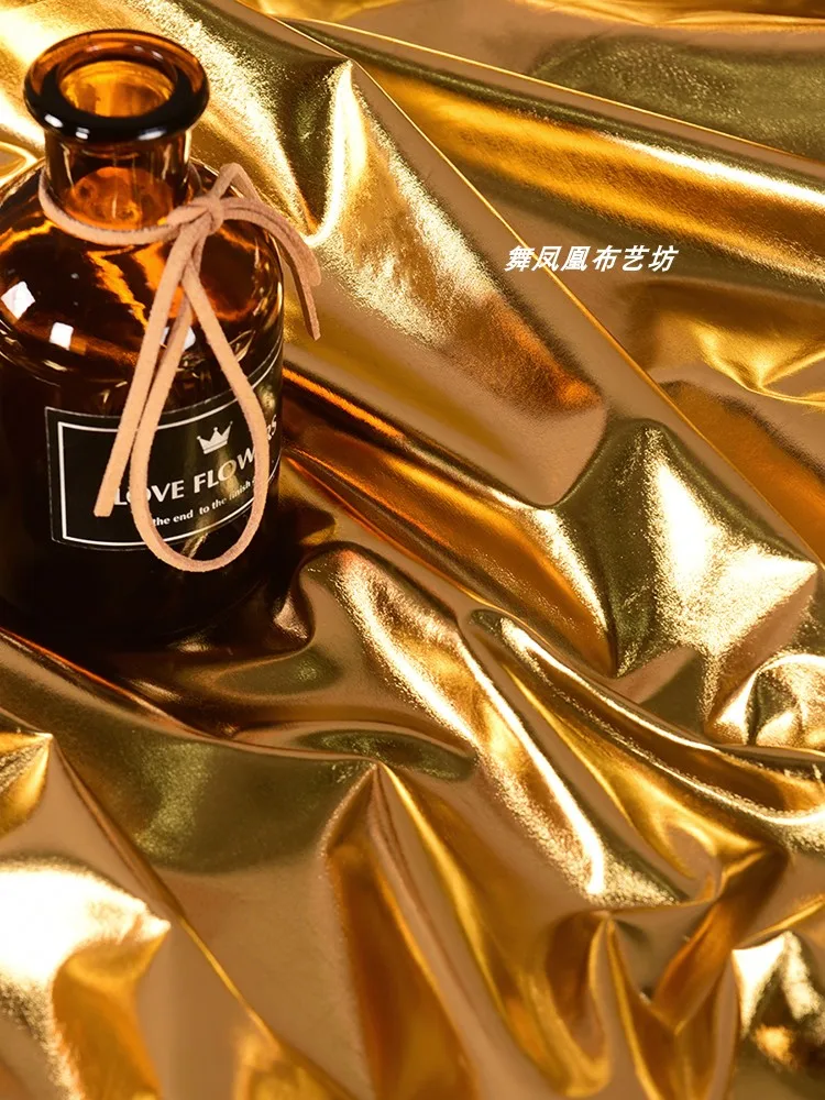 Двусторонняя блестящая золотистая ткань из искусственной кожи