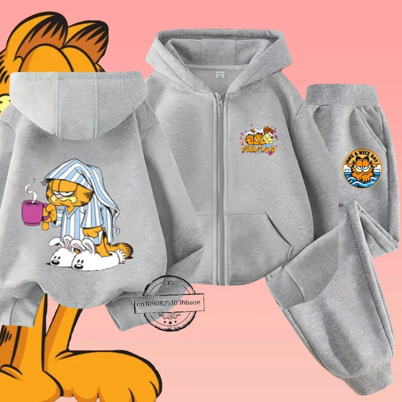 Детский Осенне-зимний Комплект Garfiel Повседневный Стиль Толстовка С Мультяшным