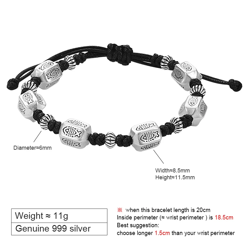 ZABRA 999 чистое серебро Lulu Tong Koi браслет мужской ретро экзамен по берегу ручная