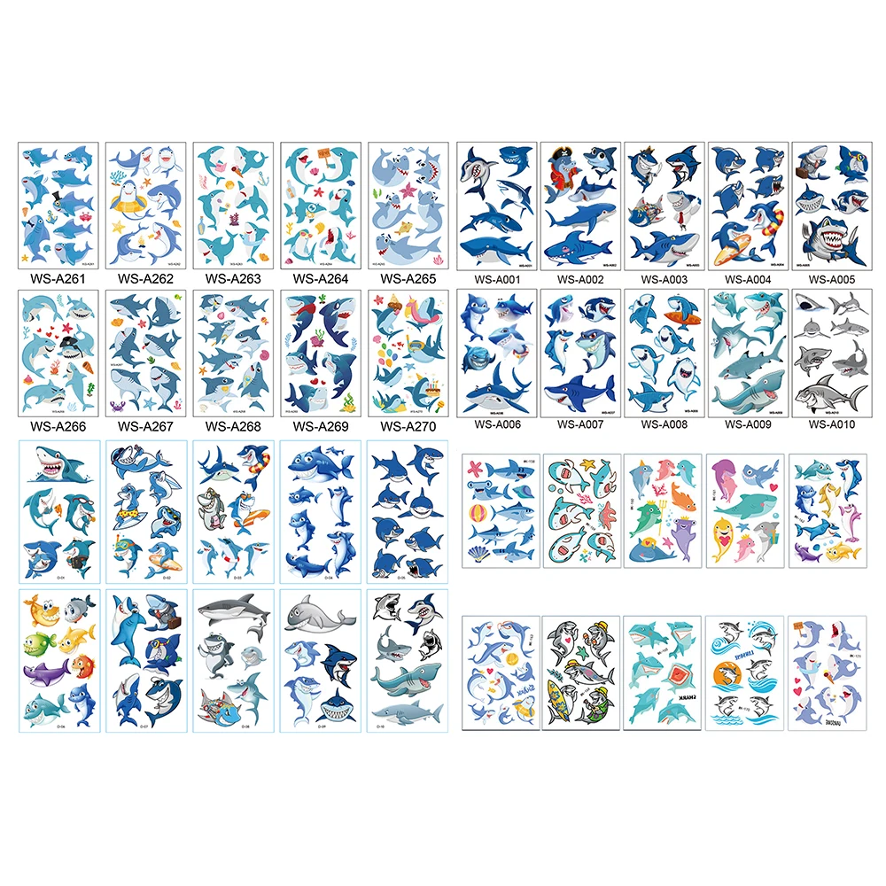 Мультфильм Акула Татуировка наклейка милый ребенок анимация Временная