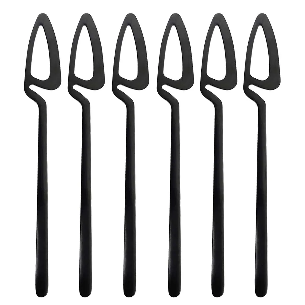 

6pcs Black Dinner Knife tableware Table Decor Kitchen Matte Spoon Flatware Fork Dinnerware Cutlery Desserts Soup Coffee Use