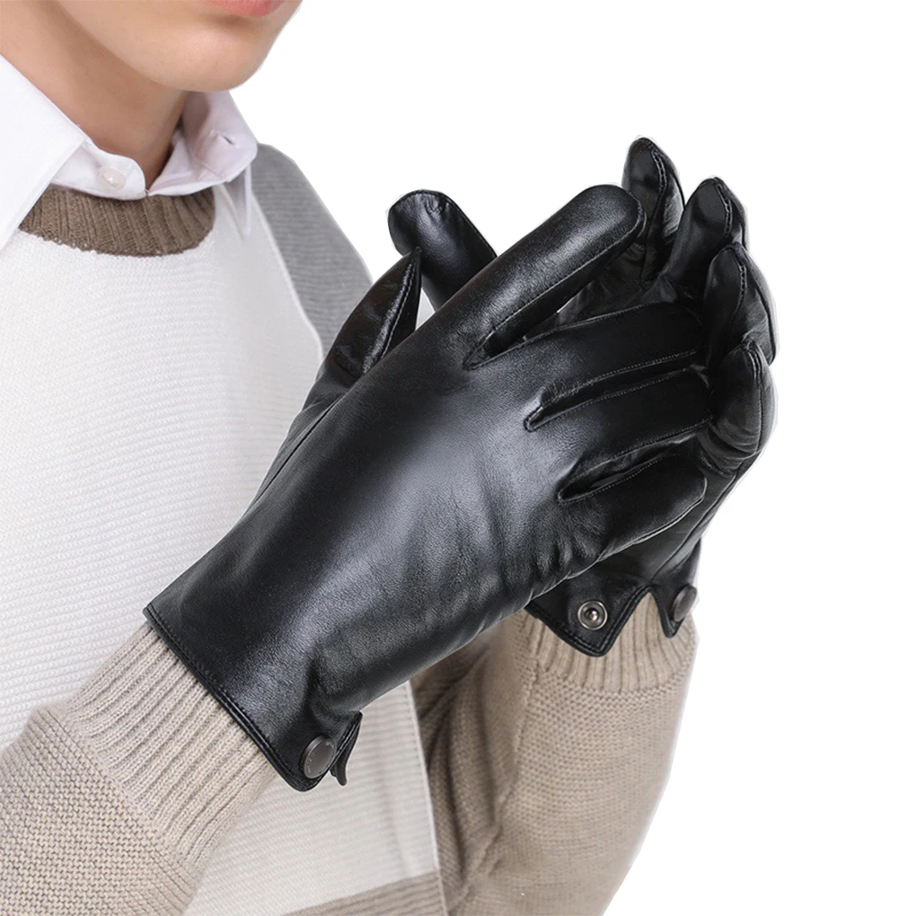 

Leather Gloves Anti-Skid Shockproof Driving Glove Keep Warm Winter Mittens