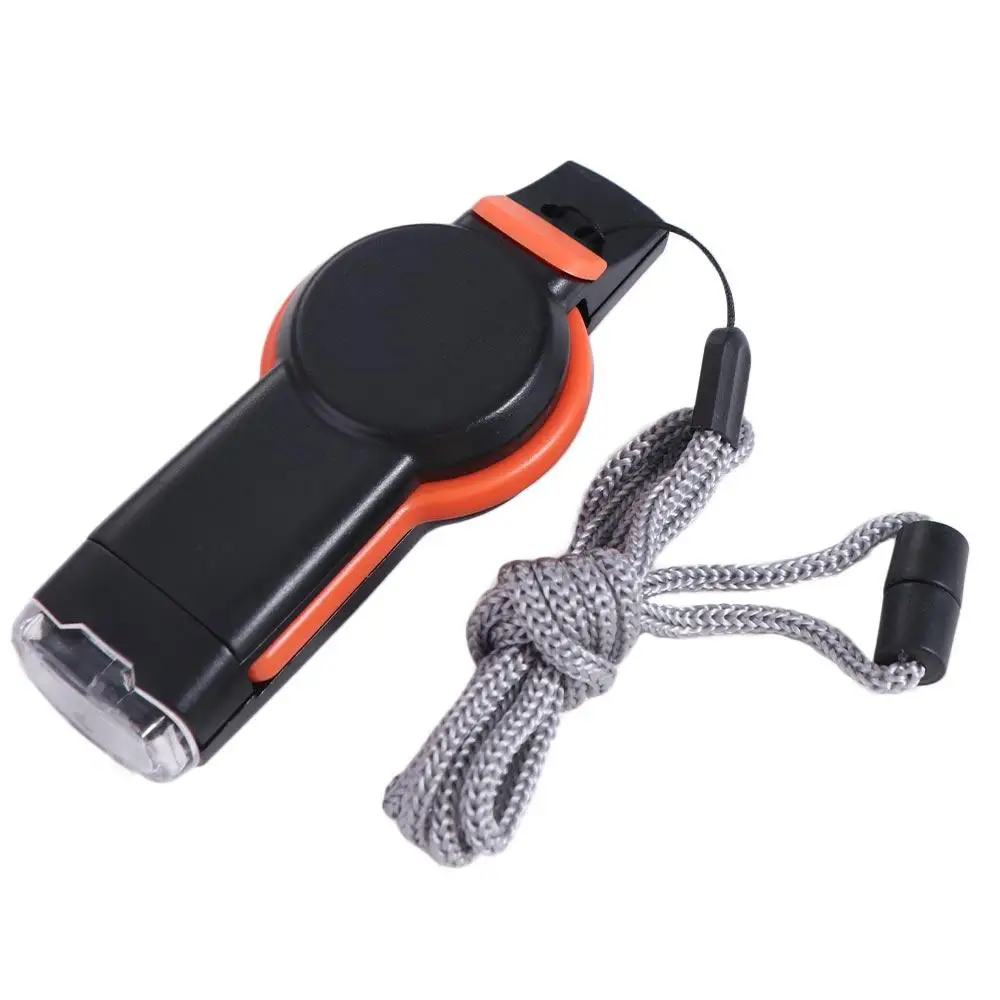 Compass Emergency Whistle Thermometer LED Light Survival High Decibel Storage Container 7 in 1 Outdoor Tools