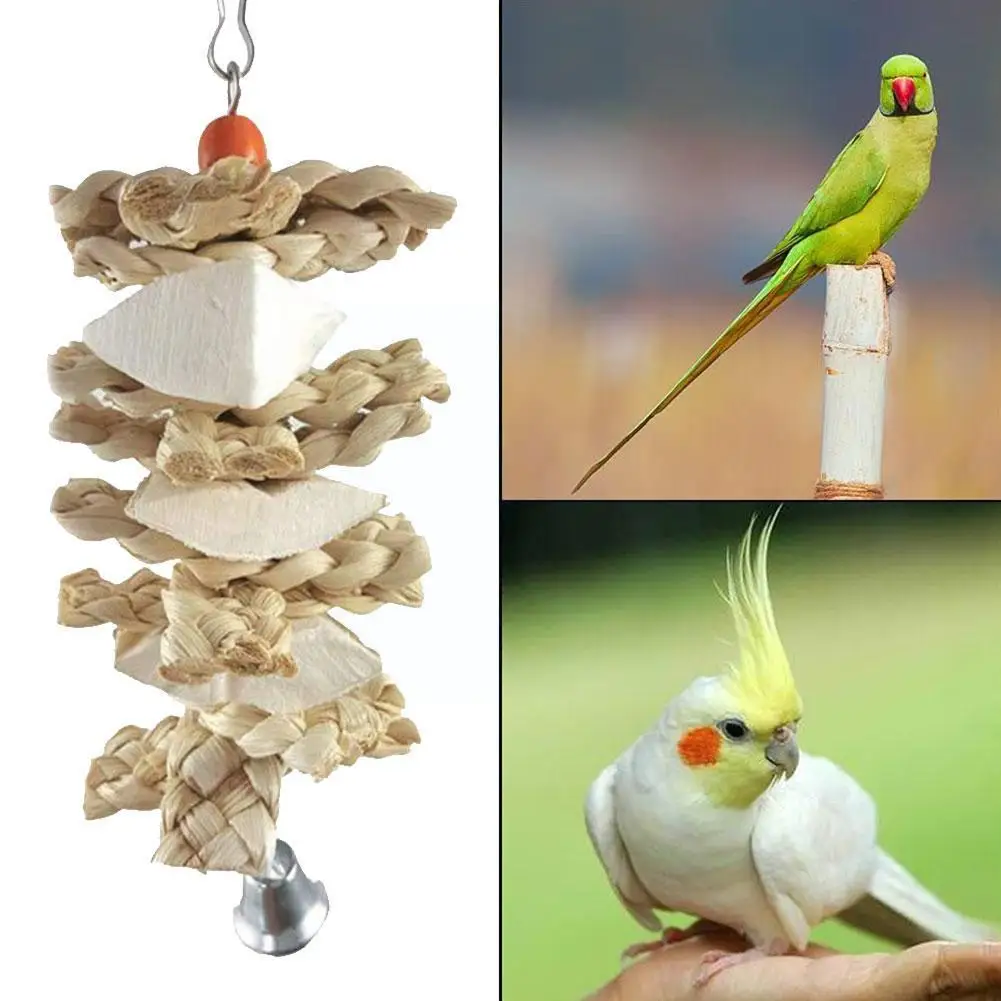 

Large Bird Chewing Toy Parrot Parakeets Cage Bite Toys For Cockatoos African Grey Macaws Love Birds Toy Natural Wooden Bloc Q0F7