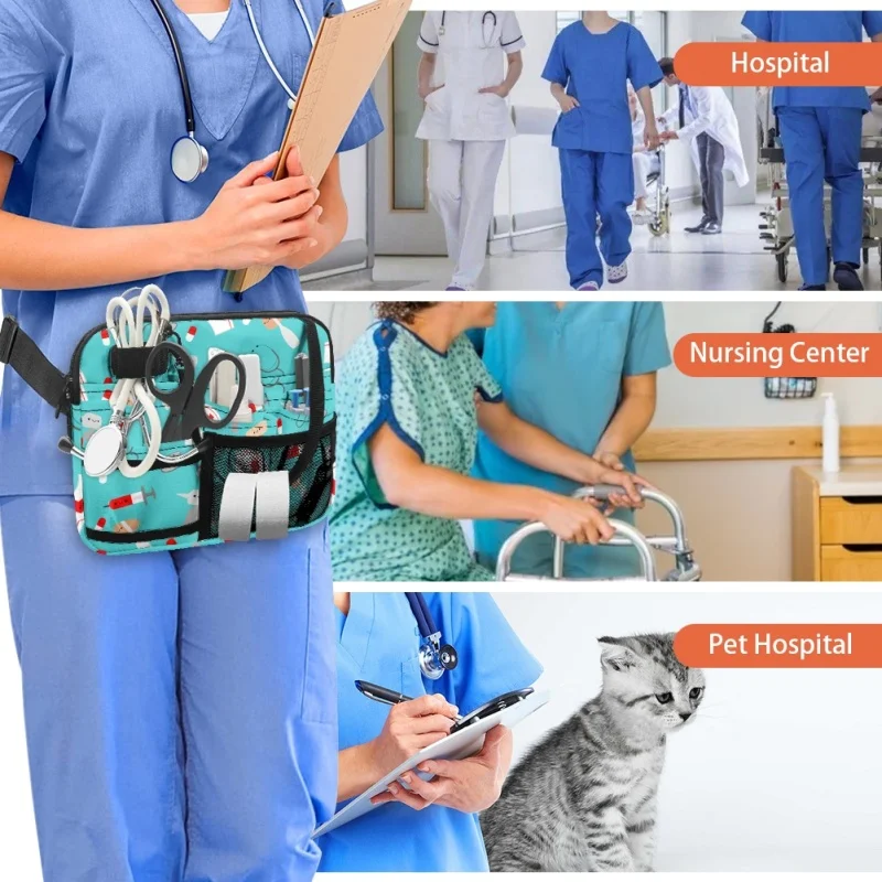 Twoheartsgirl Portable Nurse Fanny Pack for Work Kit Practical Women Waist Bag Large Capacity Nursing Utility Belt Organizer Bag