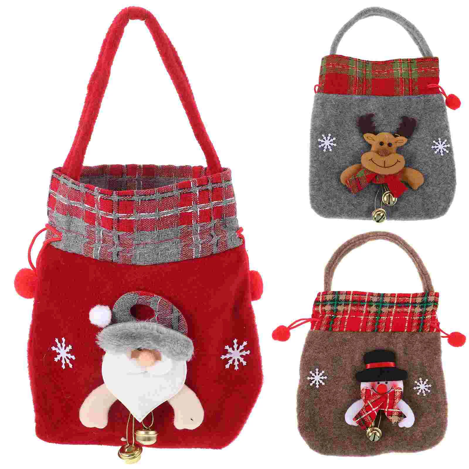 

3 Pcs Gift Xmas Bag Drawstring Bags Christmas Goodie Decorate Treat Cookies Wrapping Small Elder