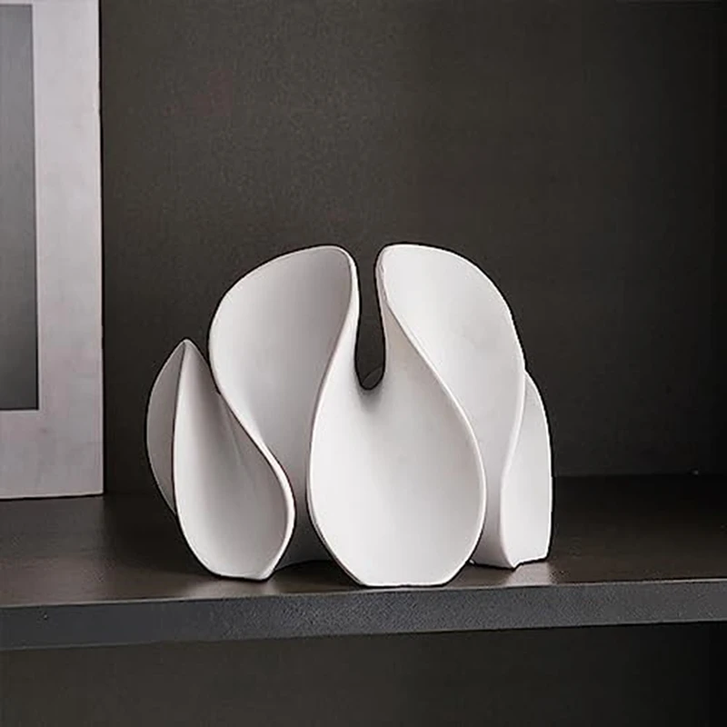 

1 PCS Wavy Statue Resin Abstract Sculpture Minimalist Decoration White Unique Ornaments Home Decor For Living Room Bedroom