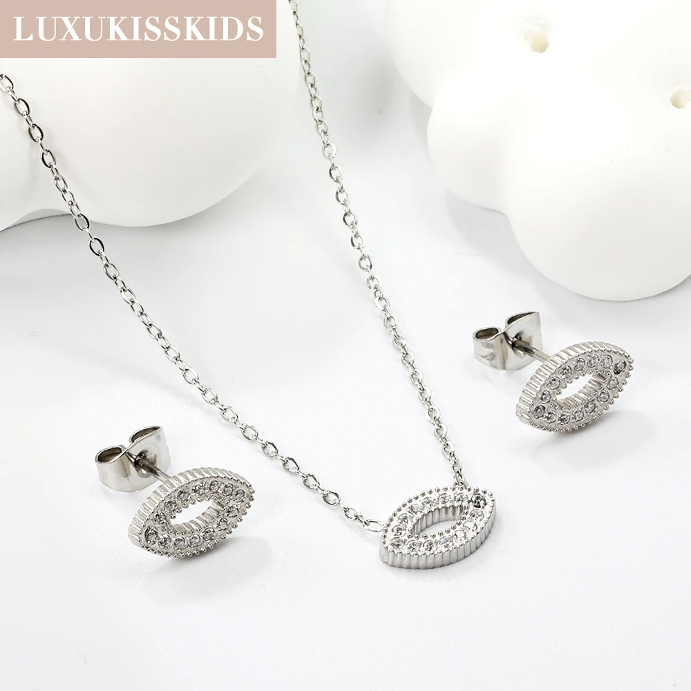 LUXUKISSKIDS новый комплект ювелирных изделий со стразами для вечеринки ожерелье с