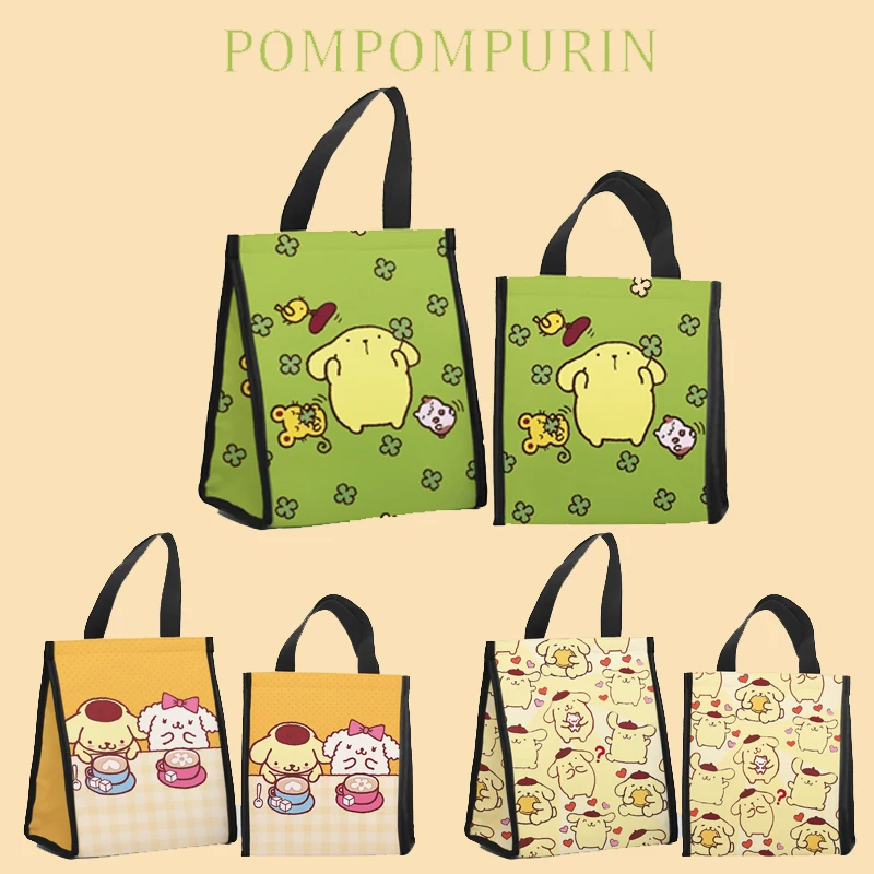 

Kawaii Sanrio Pompompurin Bento сумка с милым мультяшным рисунком для студентов офиса пикника ручной большой емкости портативная изолированная сумка для...