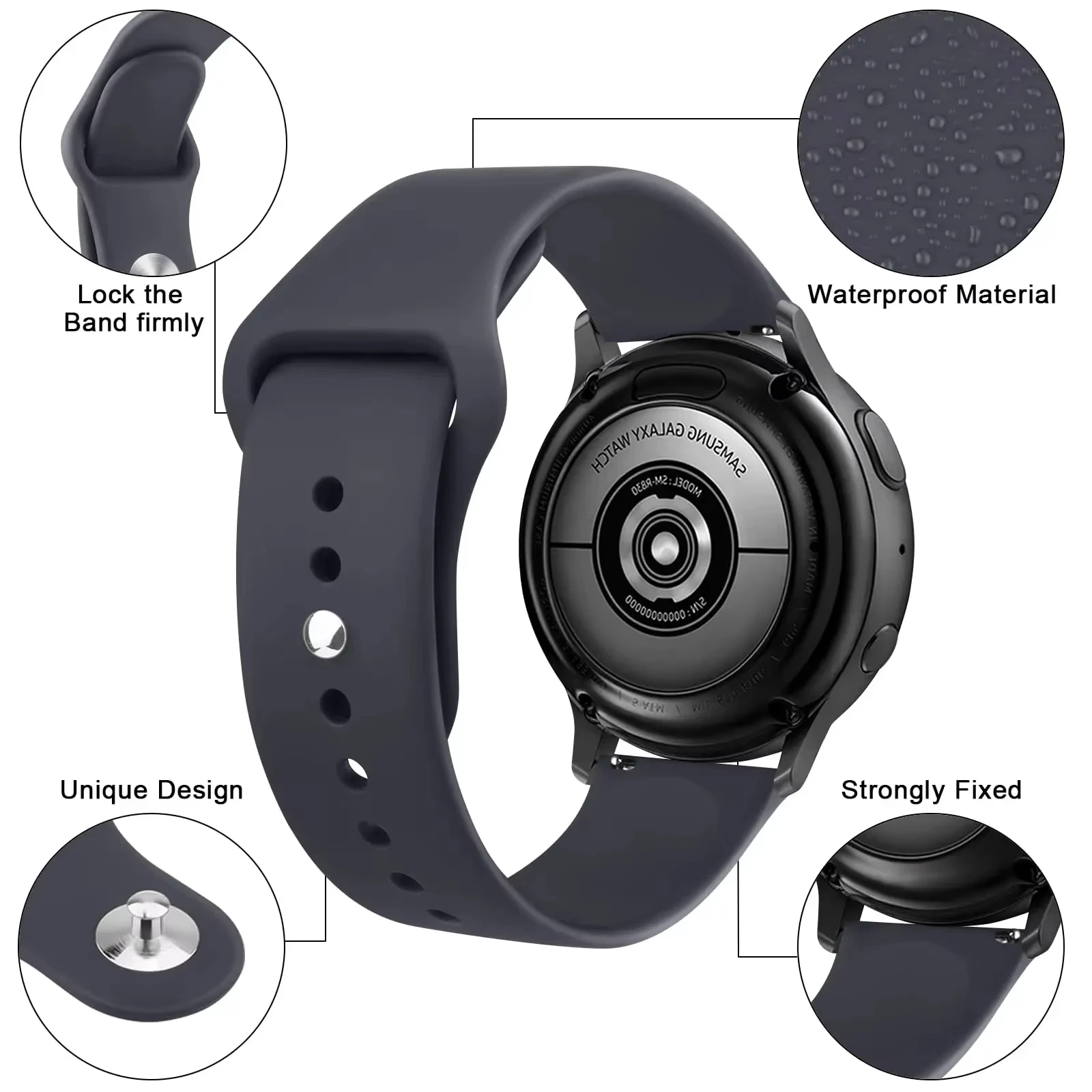 Фото Ремешки для часов 20 мм/22 мм для Samsung Galaxy Watch 7 FE 6 4 Classic 5 Pro, силиконовый браслет, ремешок для Huawei Watch GT 6 5 4 3 Pro №3