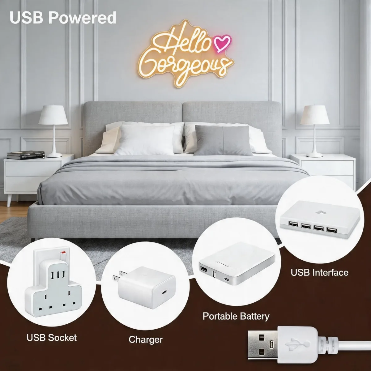 Фото Неоновые вывески Hello Gorgeous, светодиодный декор для стен Arrinew Gaming, подарки для геймеров, для спальни подростков, мальчиков и девочек, игровой комнаты, принадлежности для вечеринок №3