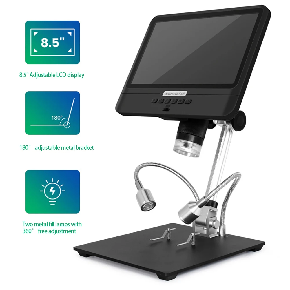 

AD208S Electronic Microscope 5x-1200x Digital Microscope 8.5Inch Adjustable LCD Display For Soldering Adjustable Magnifier 1080p