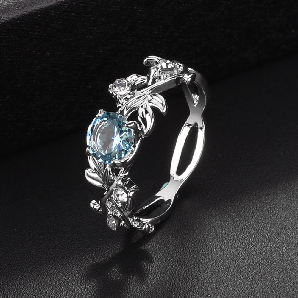 

Fashion Women Jewelry Faux Moonstone Rhinestone Decoration Shiny Ring Ring Jewelry Lover Gifts