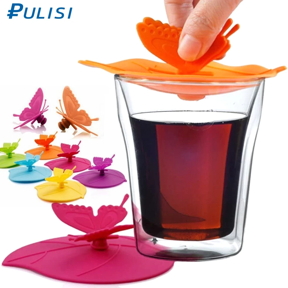 

Reusable Cup Lids Butterfly Silicone Leakproof Coffee Mug Suction Lid Cap Airtight Seal Anti-dust Cute Cup Cover Kitchen Gadgets