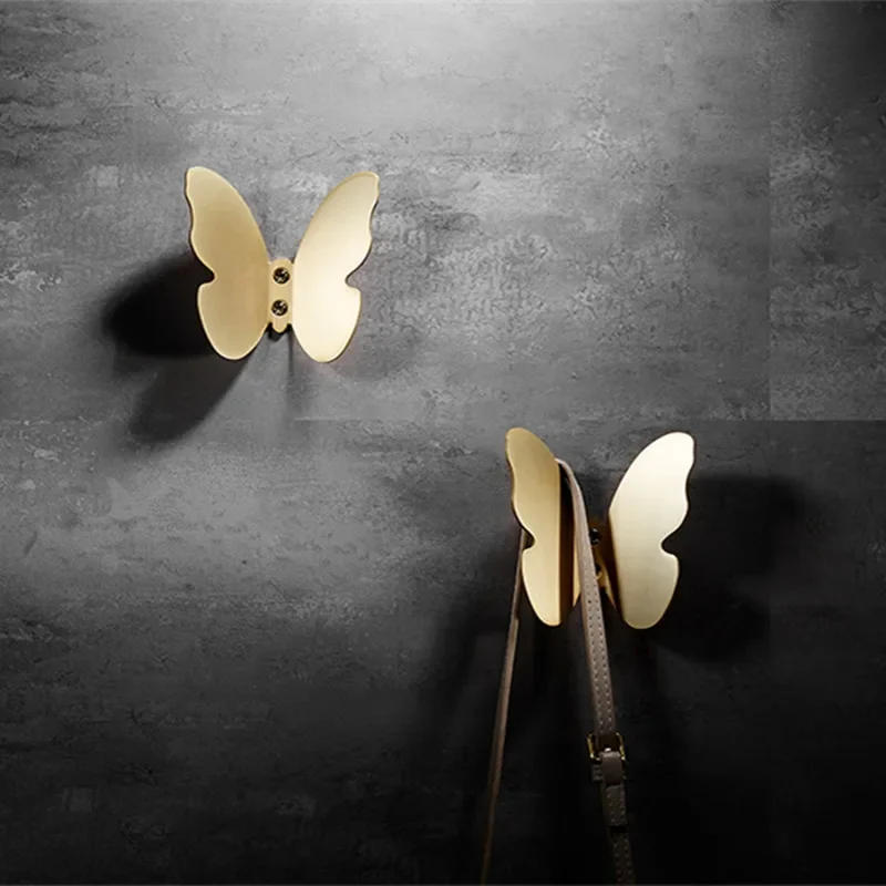 Твердые латунные крючки для ванной комнаты с бабочками полотенец настенные