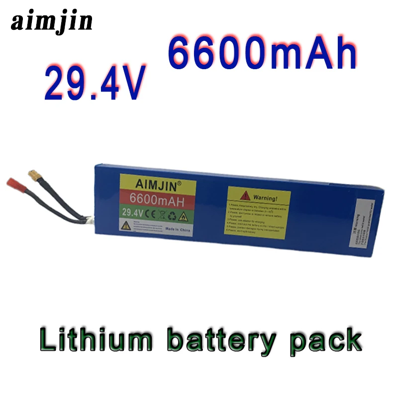 

Аккумулятор для электровелосипеда, 29,4 в, 6600 мАч, литий-ионный аккумулятор 18650 высокой мощности и большой емкости, аккумулятор для мотоцикла, скутера