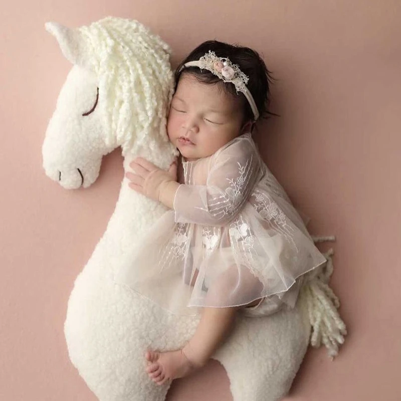 

Newborn Photography Props Full Moon Hundred Days Baby Girl Clothing Princess Dress Lace Jumpsuit Photo Modeling Clothing