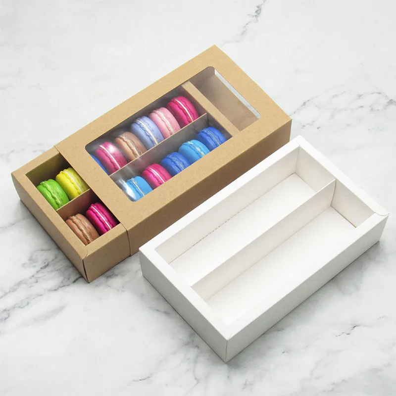 

Macaron Packing Box With Clear Window Wedding Party Birthday Cake Storage Biscuit Paper Dessert Packaging Candy Boxes