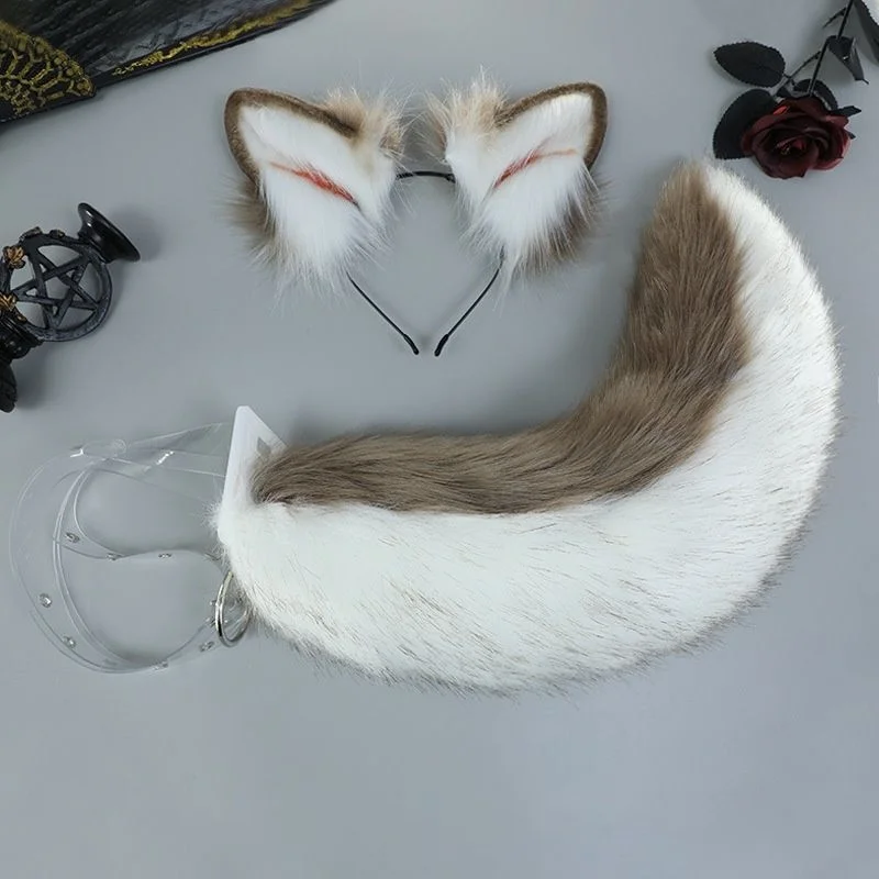 Комплект для косплея собак с ушами и хвостом | Повязка на голову собаки Fursuit Уши
