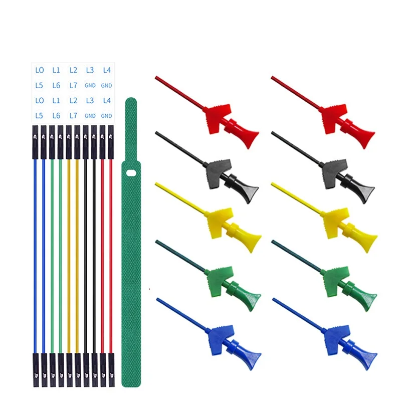 

10PCS Mini Grabber SMD IC Test Hook Clip Jumper Probe Lead Kit For Logic Analyzer Cable Gripper Probe Test Jumper Wire 5 Colors