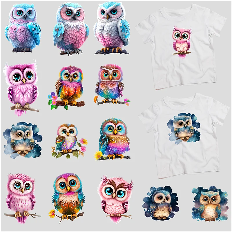 

Cartoon Owl Birds Cute Lron-on Stickers Children's T-shirt Jacket DIY Hoodie Patch Everything Beautiful Washable
