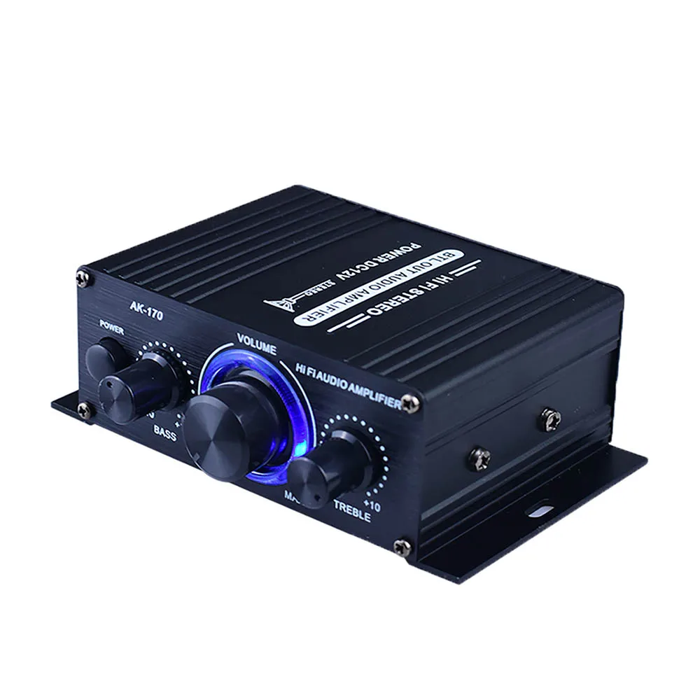 

AK-170 Mini HiFi аудио усилитель мощности 200 Вт + 200 Вт двухканальный 2-канальный усилитель мощности с RCA входом для автомобильных домашних цифровых усилителей
