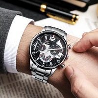 top luxury mens watches stainless steel quartz fashion calendar wristwatch sport business luminous male clocks relogio masculino
