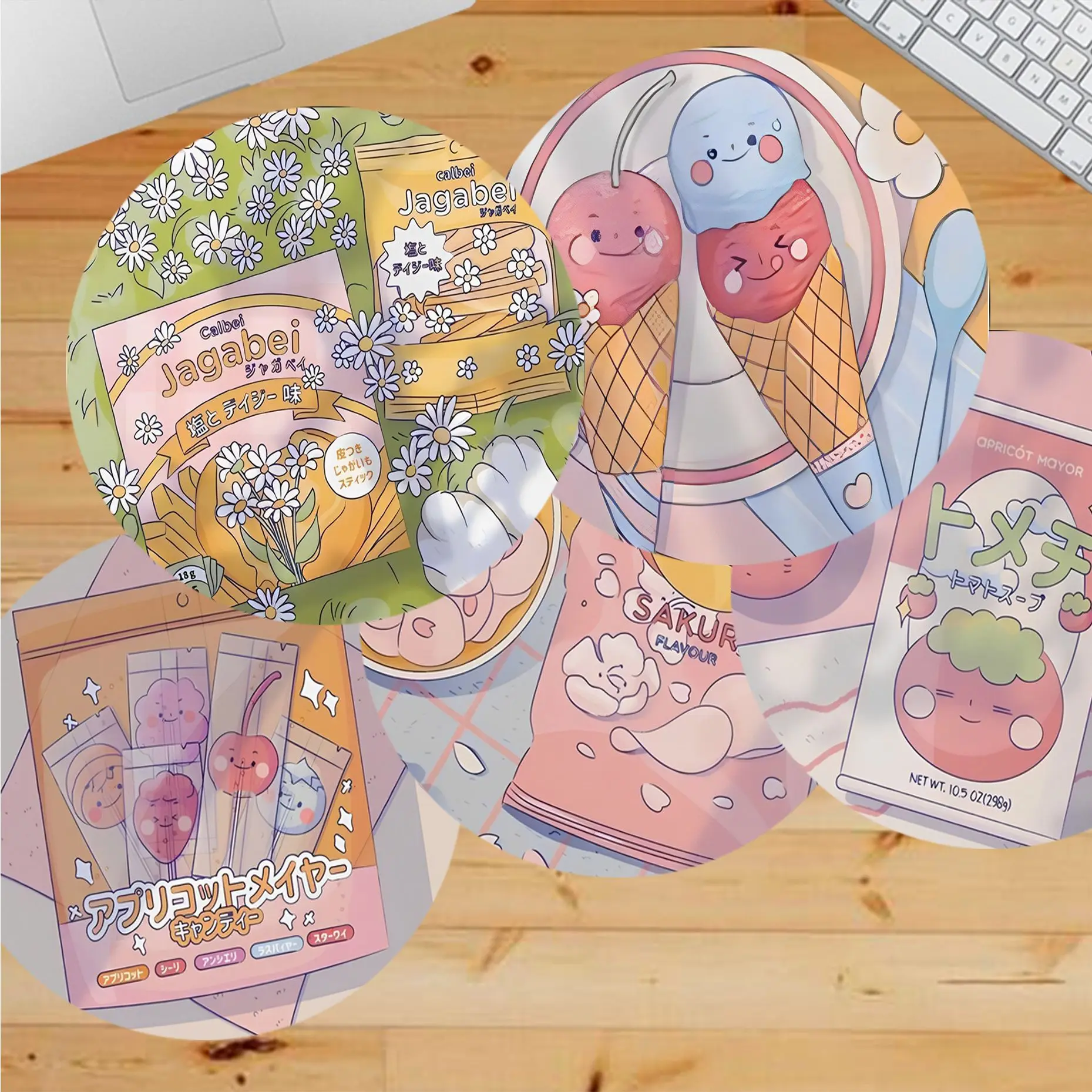 

Cute Food 20x20cm Round Speed Version Game Computer Keyboard Office Table Mat PC Laptop Mouse Mat Office Desk Accessories