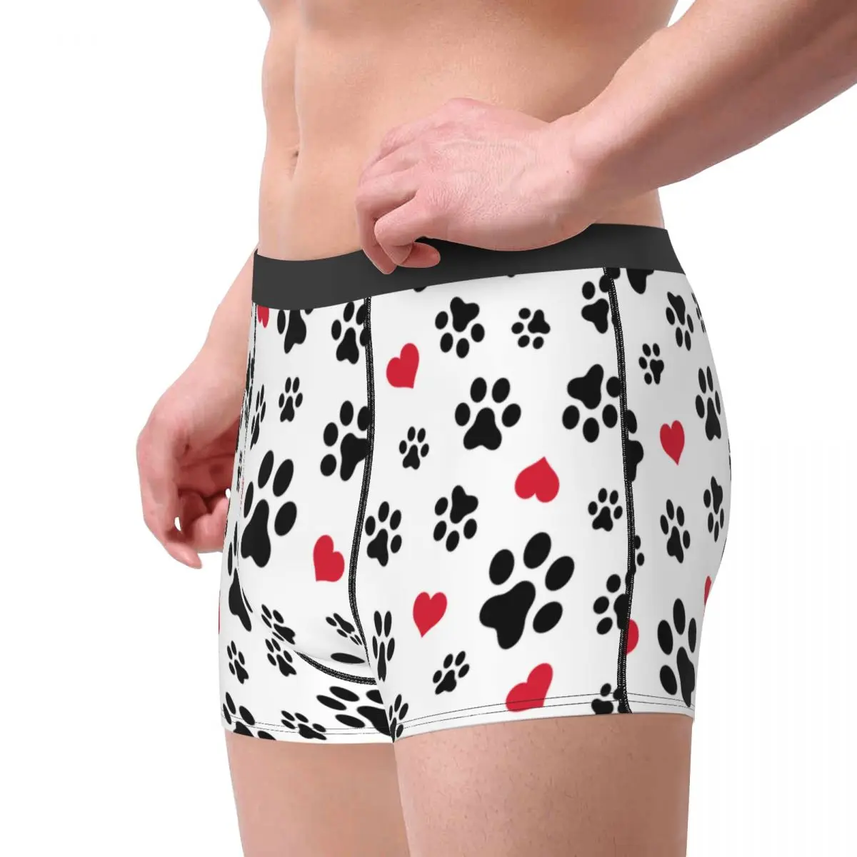 Мужские трусы-боксеры с принтом в виде сердечек и лап |