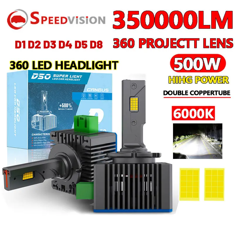 D1S D3S Светодиодные фары Canbus Лампа D2S D4S D5S D8S D1R D2R D3R Turbo LED 350000 LM Двусторонние
