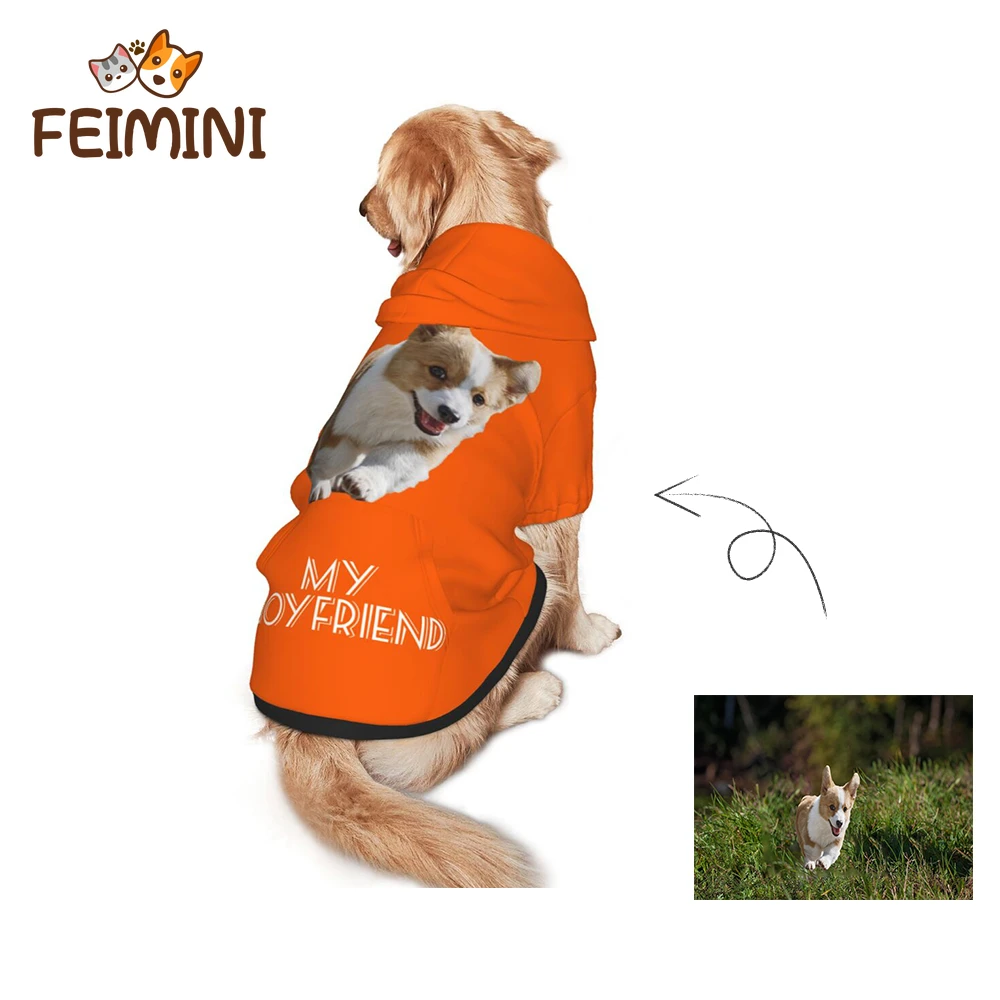 

FEIMINI Custom Pet Avatar Dog VestSweater Dog Vest Large Dog Clothes Jacket bulldog golden retriever Dog Accessories hoodies