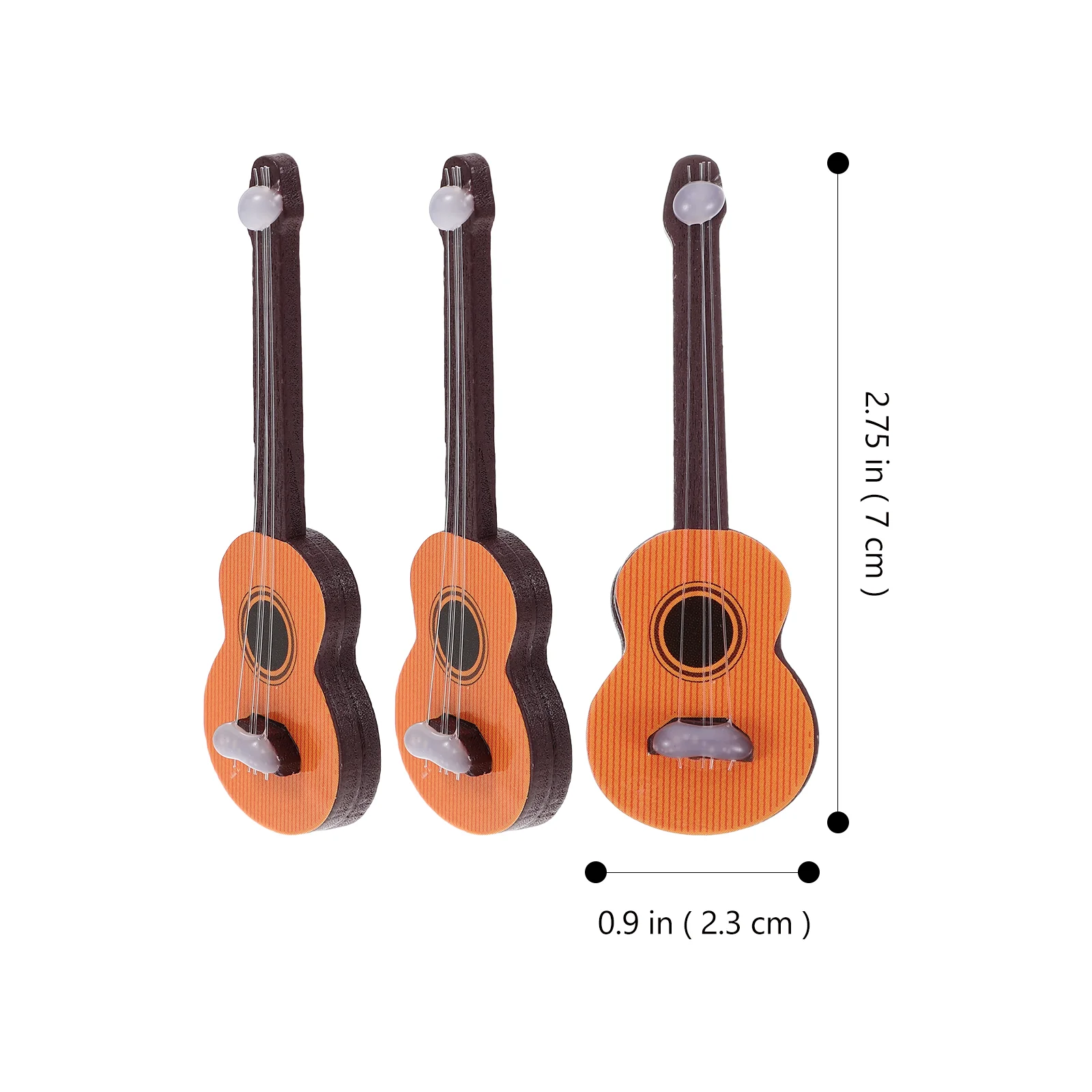 3 Pcs Miniature Guitar Worlds Tiniest Violin Keychain Toys Children House Decor Model DIY Adorn Wooden Small