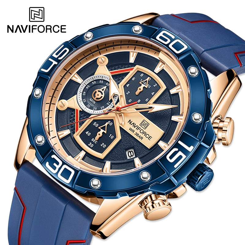 

Luxury Brand NAVIFORCE Men's Watch Complete Calendar Pointer Luminous Clock Leisure Sports Silicone Wristband Waterproof Watches