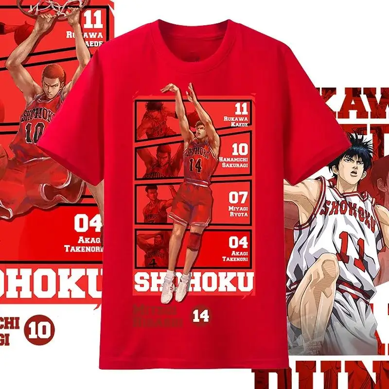 

Slam Dunk Sakuragi Hanamichi Rukawa Kaede Takashi Akagi Men T-shirt Fashion Loose Unisex Anime Causal Streetwear Fans' Clothing