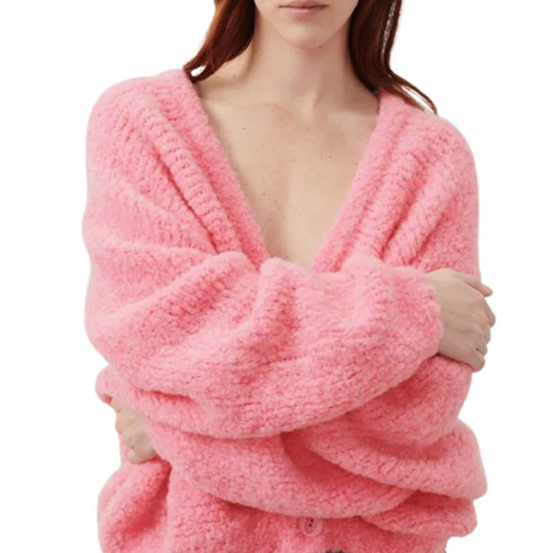 WPNAKS женский однотонный вязаный кардиган свитера осенне-зимняя одежда с