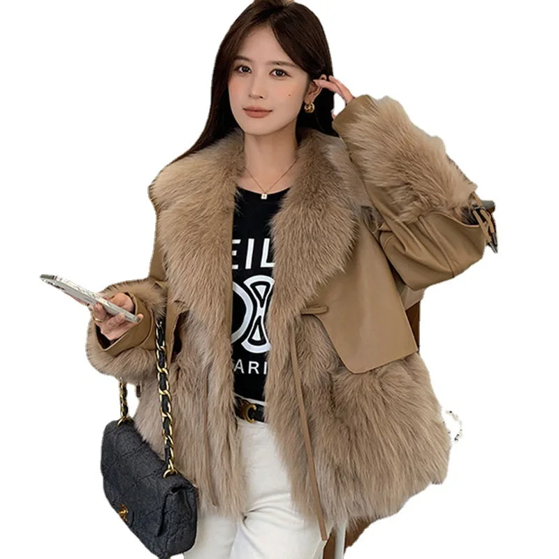 New Fashion Trend Solid Color Imitation Fox Fur Coat Women Plush Thickened 2023 Winter Fox Fur Coat Women's Clothing Coat