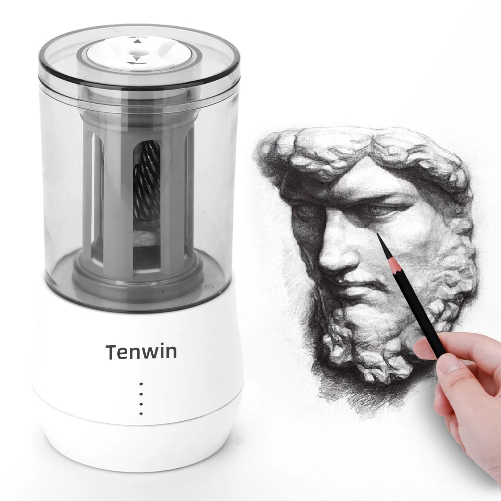 

Белая автоматическая электронная точилка для карандашей Tenwin, канцелярские товары, Мощный USB точильный инструмент для скетчей, для школы и о...