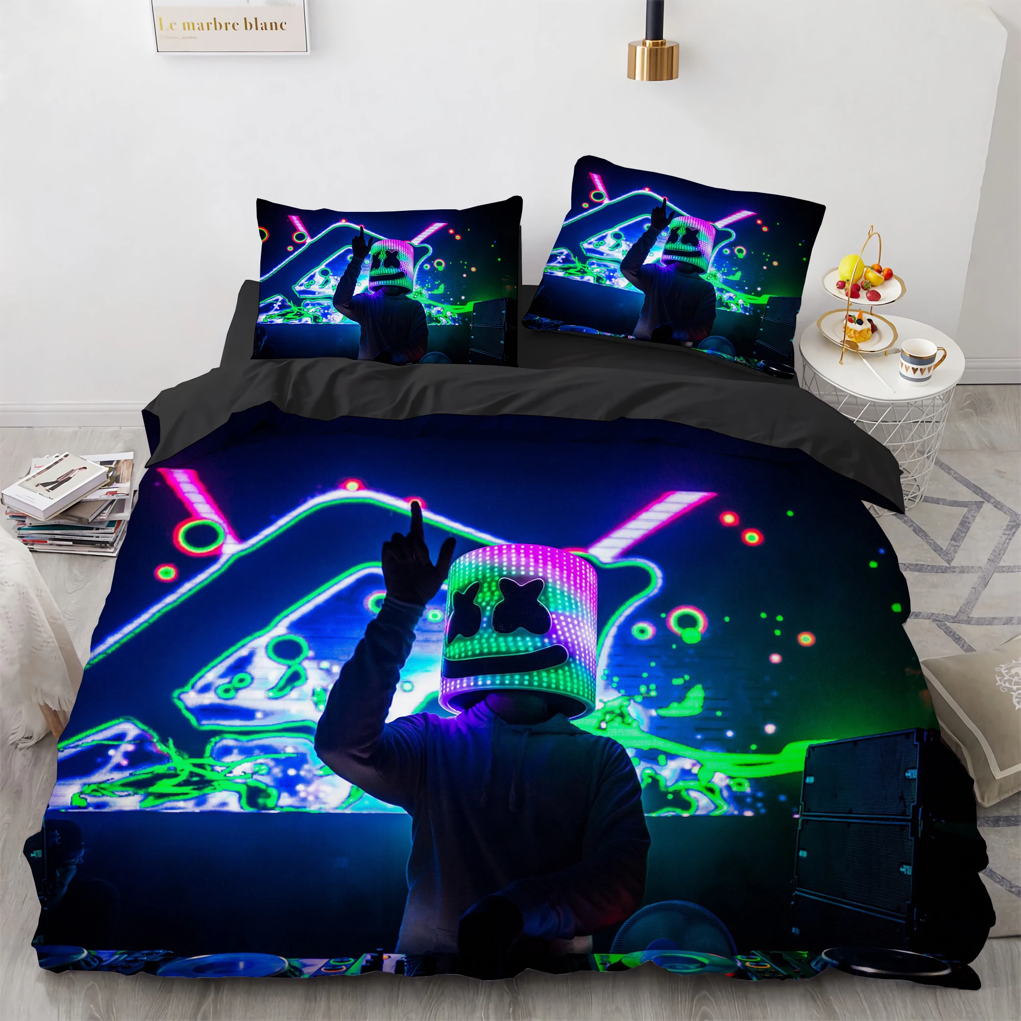 

Комплект постельного белья с 3D принтом, DJ Marshmello Queen Twin Single King Size, пододеяльник, наволочка, Роскошный домашний текстиль для детей